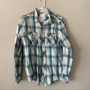 Size large lightweight plaid button up from BKE